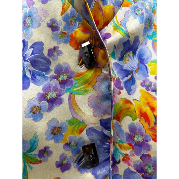 Manzoni Couture 100% Silk Floral Wearable Art Blazer Statement Jacket Sz 14 - Picture 4 of 7